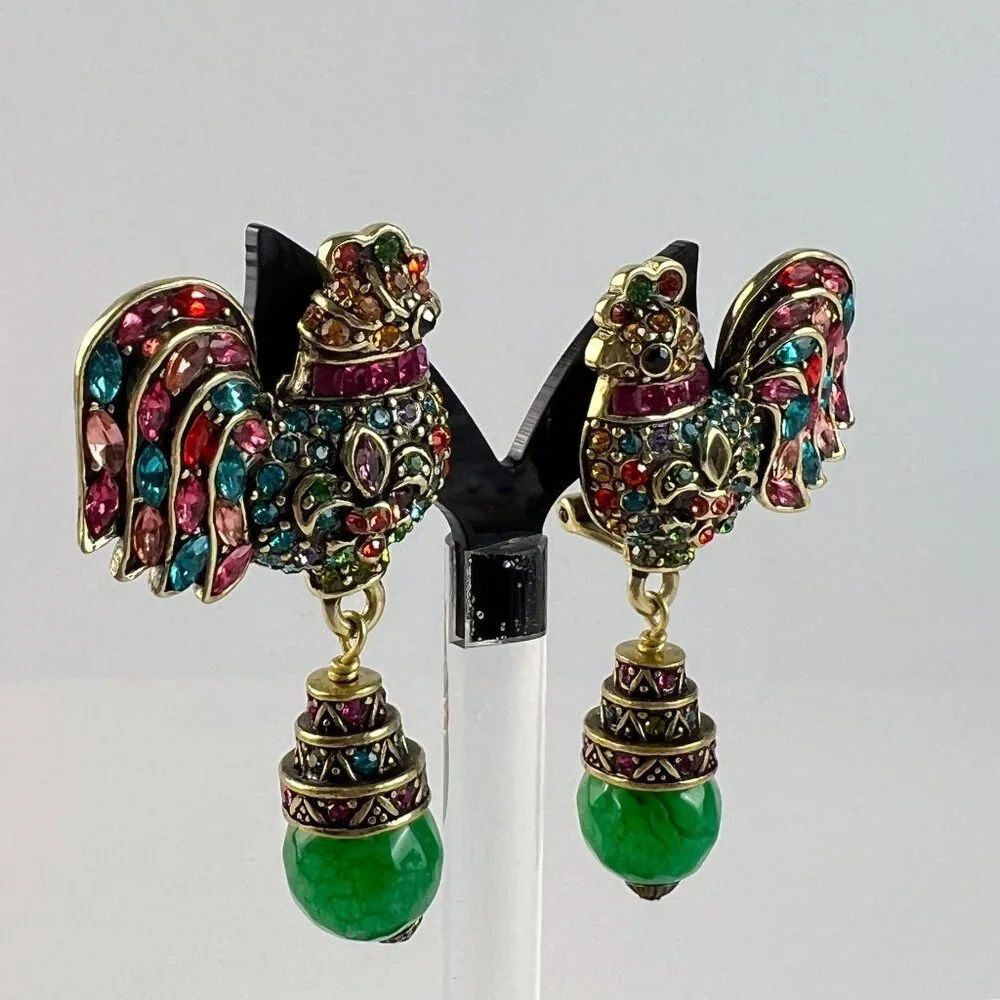 Heidi Daus Statement Rule The Roost Multicolor Crystal Beaded Drop Earrings - Picture 6 of 8